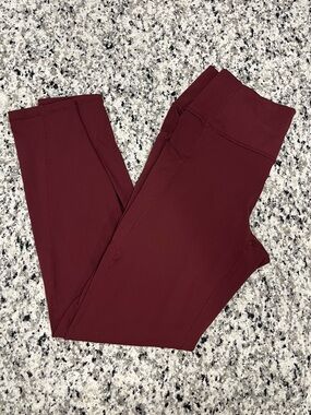 Fabletics Women's Oasis PureLuxe High-Waisted Legging Pocket, Burgundy, Large
